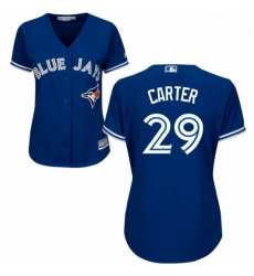 Womens Majestic Toronto Blue Jays 29 Joe Carter Authentic Blue Alternate MLB Jersey