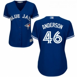 Womens Majestic Toronto Blue Jays 46 Brett Anderson Replica Blue Alternate MLB Jersey 