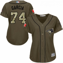 Womens Majestic Toronto Blue Jays 74 Jaime Garcia Replica Green Salute to Service MLB Jersey 