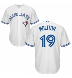 Youth Majestic Toronto Blue Jays 19 Paul Molitor Authentic White Home MLB Jersey