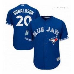 Youth Majestic Toronto Blue Jays 20 Josh Donaldson Authentic Royal Blue 2017 Spring Training Cool Base MLB Jersey