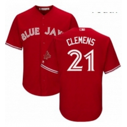 Youth Majestic Toronto Blue Jays 21 Roger Clemens Replica Scarlet Alternate MLB Jersey