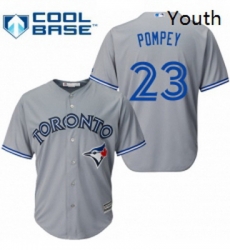 Youth Majestic Toronto Blue Jays 23 Dalton Pompey Authentic Grey Road MLB Jersey