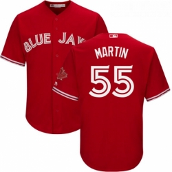 Youth Majestic Toronto Blue Jays 55 Russell Martin Replica Scarlet Alternate MLB Jersey