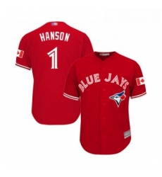 Youth Toronto Blue Jays 1 Alen Hanson Replica Scarlet Alternate Baseball Jersey 