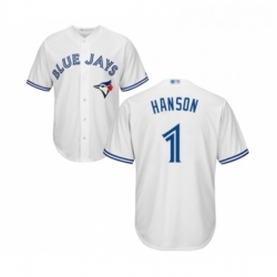 Youth Toronto Blue Jays 1 Alen Hanson Replica White Home Baseball Jersey 