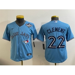 Youth Toronto Blue Jays 22 Ernie Clement Blue 2025 World Series Cool Base Stitched Baseball Jersey