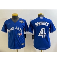 Youth Toronto Blue Jays 4 George Springer Royal 2025 World Series Cool Base Stitched Baseball Jersey Youth Toronto Blue Jays 4 George Springer Royal 2025 World Series Cool Base Stitched Baseball Jersey