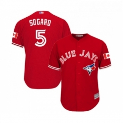 Youth Toronto Blue Jays 5 Eric Sogard Replica Scarlet Alternate Baseball Jersey 