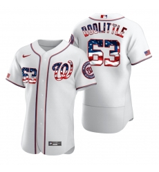 Men Washington Nationals 63 Sean Doolittle Men Nike White Fluttering USA Flag Limited Edition Flex Base MLB Jersey