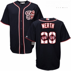 Mens Majestic Washington Nationals 28 Jayson Werth Authentic Navy Blue Team Logo Fashion Cool Base MLB Jersey