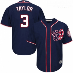 Mens Majestic Washington Nationals 3 Michael Taylor Replica Navy Blue Alternate 2 Cool Base MLB Jersey