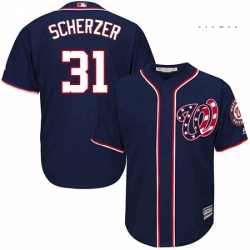 Mens Majestic Washington Nationals 31 Max Scherzer Replica Navy Blue Alternate 2 Cool Base MLB Jersey