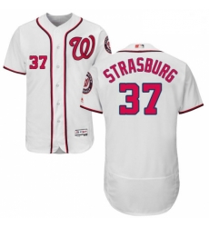 Mens Majestic Washington Nationals 37 Stephen Strasburg White Home Flex Base Authentic Collection MLB Jersey