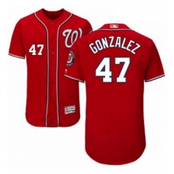 Mens Majestic Washington Nationals 47 Gio Gonzalez Red Alternate Flex Base Authentic Collection MLB Jersey 