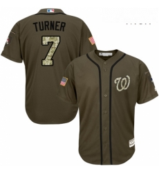 Mens Majestic Washington Nationals 7 Trea Turner Replica Green Salute to Service MLB Jersey