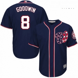 Mens Majestic Washington Nationals 8 Brian Goodwin Replica Navy Blue Alternate 2 Cool Base MLB Jersey 