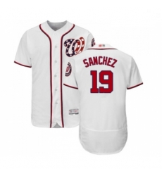 Mens Washington Nationals 19 Anibal Sanchez White Home Flex Base Authentic Collection Baseball Jersey