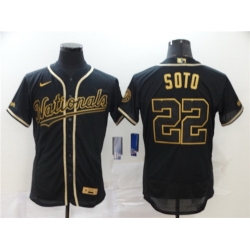 Nationals 22 Juan Soto Black Gold 2020 Nike Flexbase Jersey