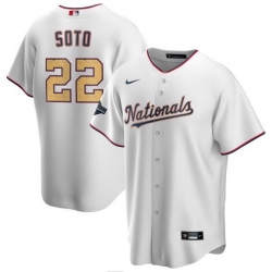 Nationals 22 Juan Soto White Gold Nike 2020 Gold Program Cool Base Jersey