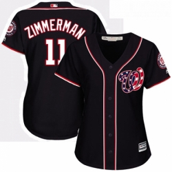 Womens Majestic Washington Nationals 11 Ryan Zimmerman Replica Navy Blue Alternate 2 Cool Base MLB Jersey