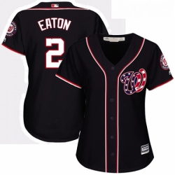 Womens Majestic Washington Nationals 2 Adam Eaton Authentic Navy Blue Alternate 2 Cool Base MLB Jersey