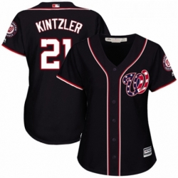 Womens Majestic Washington Nationals 21 Brandon Kintzler Authentic Navy Blue Alternate 2 Cool Base MLB Jersey 