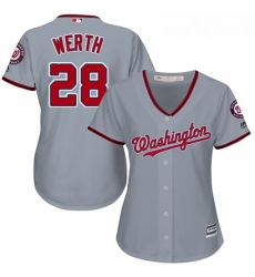 Womens Majestic Washington Nationals 28 Jayson Werth Replica Grey Road Cool Base MLB Jersey