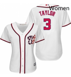 Womens Majestic Washington Nationals 3 Michael Taylor Replica White Home Cool Base MLB Jersey