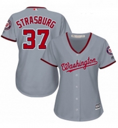 Womens Majestic Washington Nationals 37 Stephen Strasburg Replica Grey Road Cool Base MLB Jersey