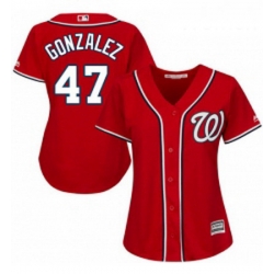 Womens Majestic Washington Nationals 47 Gio Gonzalez Replica Red Alternate 1 Cool Base MLB Jersey