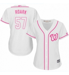 Womens Majestic Washington Nationals 57 Tanner Roark Authentic White Fashion Cool Base MLB Jersey 