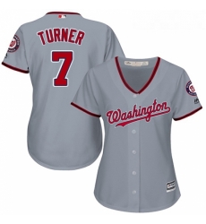 Womens Majestic Washington Nationals 7 Trea Turner Authentic Grey Road Cool Base MLB Jersey