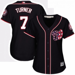 Womens Majestic Washington Nationals 7 Trea Turner Authentic Navy Blue Alternate 2 Cool Base MLB Jersey