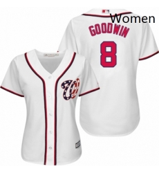 Womens Majestic Washington Nationals 8 Brian Goodwin Authentic White Home Cool Base MLB Jersey 