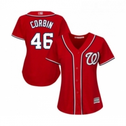 Womens Washington Nationals 46 Patrick Corbin Replica Red Alternate 1 Cool Base Baseball Jersey 