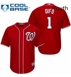 Youth Majestic Washington Nationals 1 Wilmer Difo Replica Red Alternate 1 Cool Base MLB Jersey 