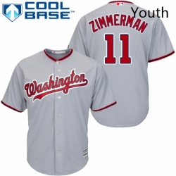 Youth Majestic Washington Nationals 11 Ryan Zimmerman Replica Grey Road Cool Base MLB Jersey