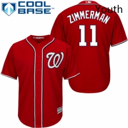 Youth Majestic Washington Nationals 11 Ryan Zimmerman Replica Red Alternate 1 Cool Base MLB Jersey