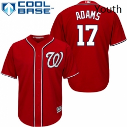 Youth Majestic Washington Nationals 17 Matt Adams Replica Red Alternate 1 Cool Base MLB Jersey 