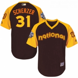 Youth Majestic Washington Nationals 31 Max Scherzer Authentic Brown 2016 All Star National League BP Cool Base MLB Jersey