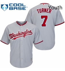 Youth Majestic Washington Nationals 7 Trea Turner Authentic Grey Road Cool Base MLB Jersey