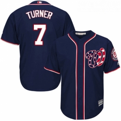 Youth Majestic Washington Nationals 7 Trea Turner Authentic Navy Blue Alternate 2 Cool Base MLB Jersey