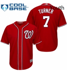 Youth Majestic Washington Nationals 7 Trea Turner Replica Red Alternate 1 Cool Base MLB Jersey