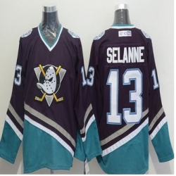 Anaheim Ducks #13 Teemu Selanne Purple-Turquoise CCM Throwback Stitched NHL jersey