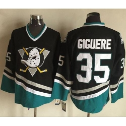 Ducks #35 Jean Sebastien Giguere PurpleTurquoise CCM Throwback Stitched NHL Jersey