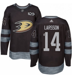 Mens Adidas Anaheim Ducks 14 Jacob Larsson Authentic Black 1917 2017 100th Anniversary NHL Jersey 