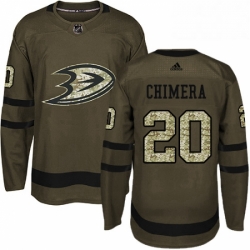 Mens Adidas Anaheim Ducks 20 Jason Chimera Authentic Green Salute to Service NHL Jersey 