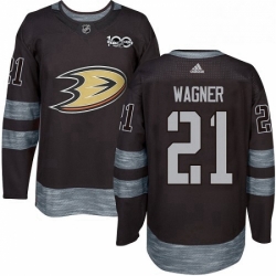 Mens Adidas Anaheim Ducks 21 Chris Wagner Authentic Black 1917 2017 100th Anniversary NHL Jersey 