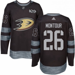 Mens Adidas Anaheim Ducks 26 Brandon Montour Premier Black 1917 2017 100th Anniversary NHL Jersey 